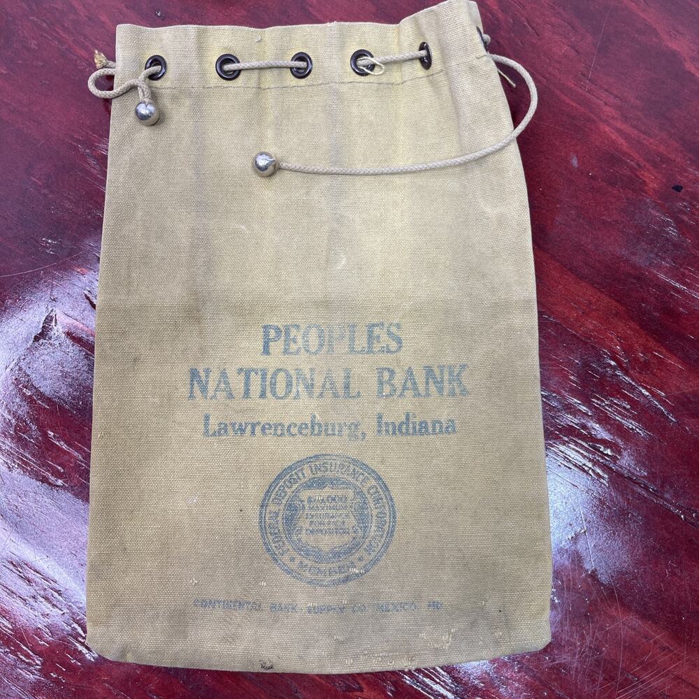 Vintage People’s National Bank Bag Lawrenceburg, Indiana FDIC cloth Money